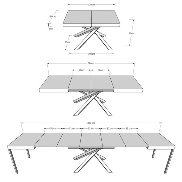 Tavolo Volantis Evolution piano Quercia Natura 90x120 Allungato 380 telaio Antracite - immagine 7