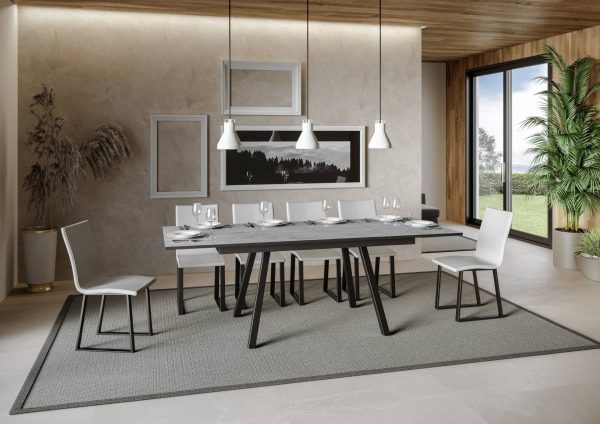 Tavolo Mirhi piano Cemento 90x160 + 60 telaio Antracite - immagine 3