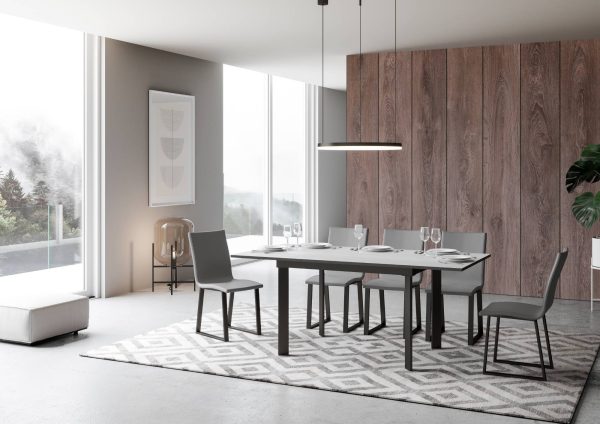 Tavolo Cumar piano Bianco Frassino 90x120 + 60 telaio Antracite - immagine 3