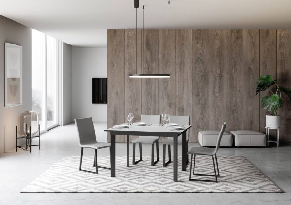 Tavolo Cumar piano Bianco Frassino 90x120 + 60 telaio Antracite - immagine 2
