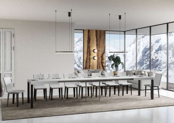 Tavolo allungabile 90x140/400 cm Everyday bianco frassino telaio Antracite - immagine 4