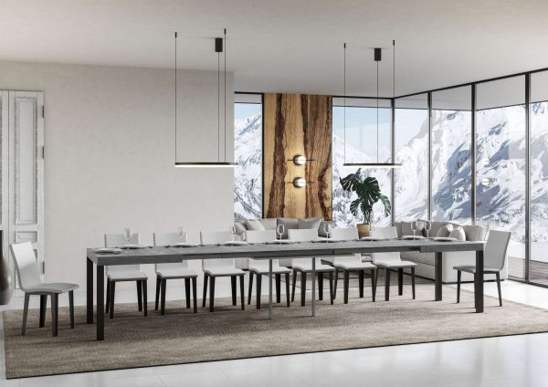 Tavolo everyday Allungabile piano Cemento 90x180 Allungato 440 telaio Antracite - immagine 4