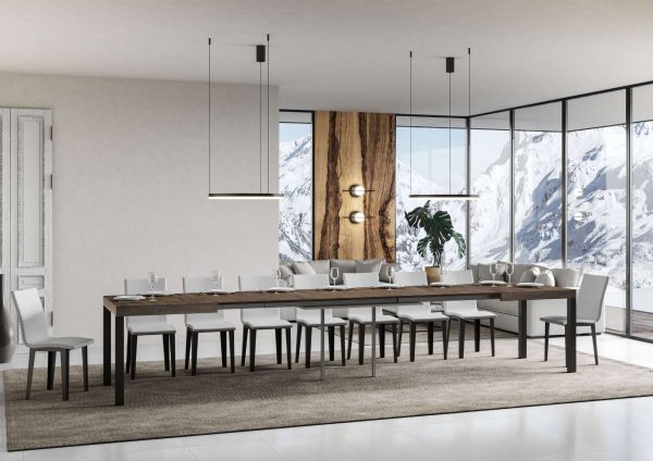 Tavolo everyday Allungabile piano Noce 90x180 Allungato 440 telaio Antracite - immagine 4