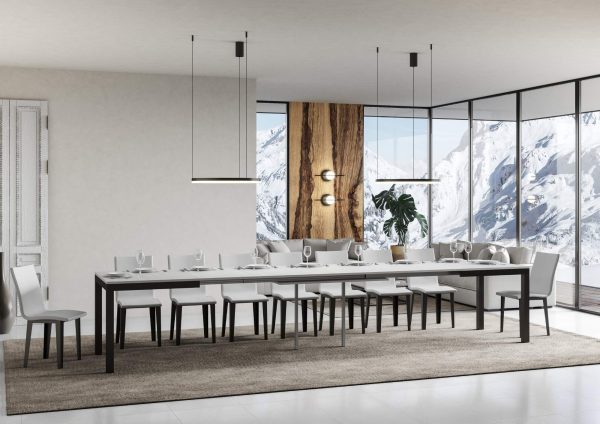 Tavolo everyday Evolution piano Bianco Frassino 90x160 Allungato 420 telaio Antracite - immagine 4
