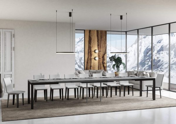 Tavolo everyday Evolution piano Cemento 90x180 Allungato 440 telaio Antracite - immagine 4