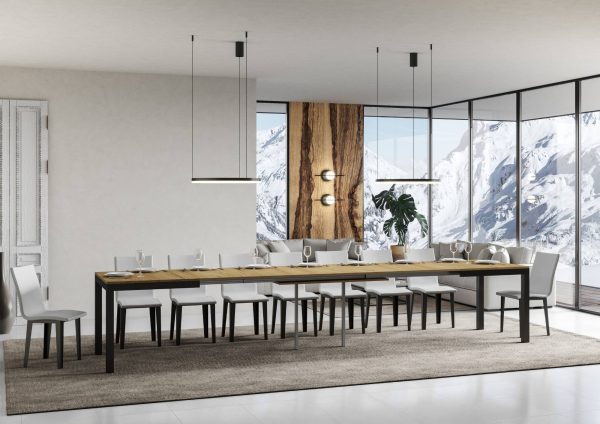 Tavolo everyday Evolution piano Quercia Natura 90x120 Allungato 380 telaio Antracite - immagine 4
