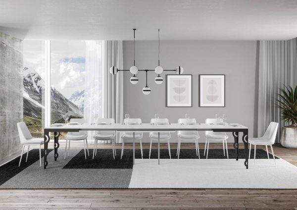 Tavolo Karamay Evolution piano Bianco Frassino 90x180Allungato 440 telaio Antracite - immagine 4