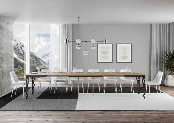 Tavolo Karamay Evolution piano Quercia Natura 90x160 Allungato 420 telaio Antracite - immagine 4