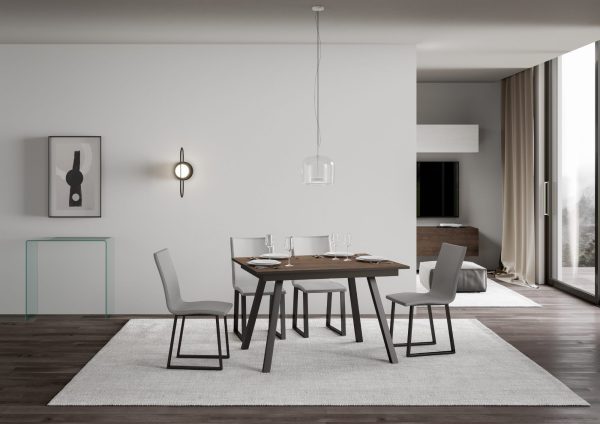 Tavolo Mirhi piano Noce 90x120 + 60 telaio Antracite - immagine 2