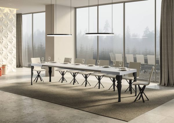 Tavolo Paxon Allungabile piano Bianco Frassino 90x130 Allungato 390 telaio Antracite - immagine 4