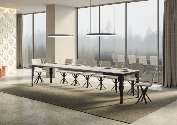 Tavolo Paxon Evolution piano Bianco Frassino 90x180Allungato 440 telaio Antracite - immagine 4