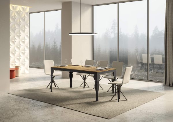 Tavolo Paxon Evolution piano Quercia Natura 90x160 Allungato 264 telaio Antracite - immagine 2