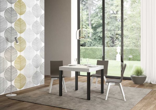 Tavolo everyday Allungabile piano Bianco Frassino 90x90 Allungato 246 telaio Antracite - immagine 2