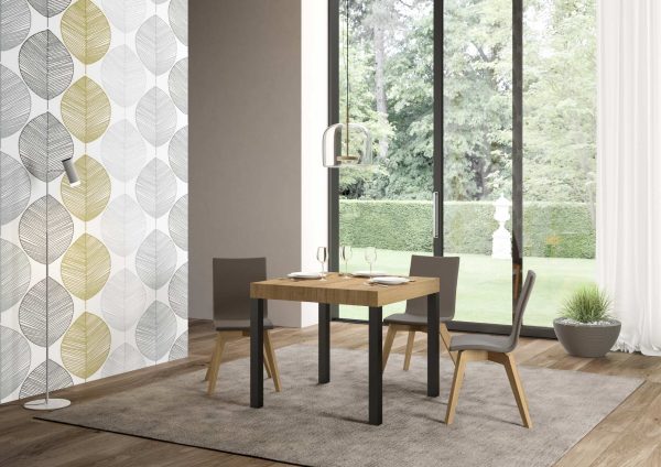 Tavolo everyday Allungabile piano Quercia Natura 90x90 Allungato 246 telaio Antracite - immagine 2