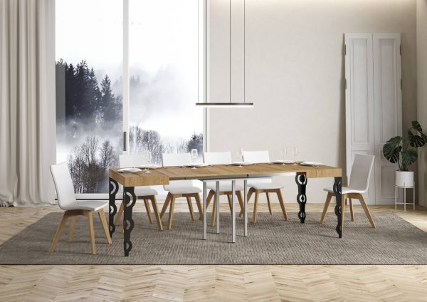 Tavolo Karamay Allungabile piano Quercia Natura 90x90 Allungato 246 telaio Antracite - immagine 3