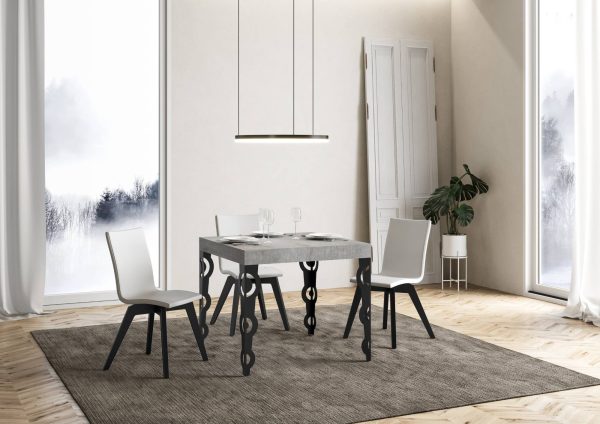 Tavolo Karamay Allungabile piano Cemento 90x90 Allungato 246 telaio Antracite - immagine 2