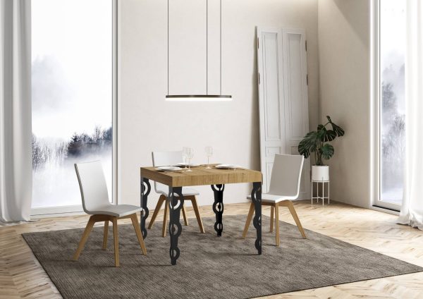 Tavolo Karamay Allungabile piano Quercia Natura 90x90 Allungato 246 telaio Antracite - immagine 2
