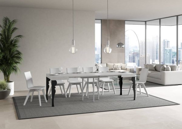 Tavolo Paxon Allungabile piano Bianco Frassino 90x90 Allungato 246 telaio Antracite - immagine 3