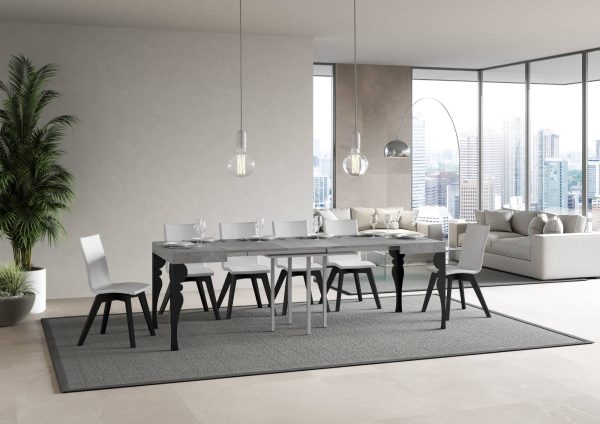 Tavolo Paxon Allungabile piano Cemento 90x90 Allungato 246 telaio Antracite - immagine 3