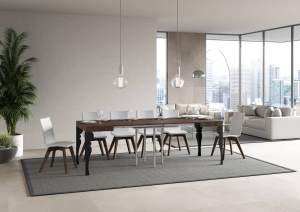 Tavolo Paxon Allungabile piano Noce 90x90 telaio Allungato 246 Antracite - immagine 3