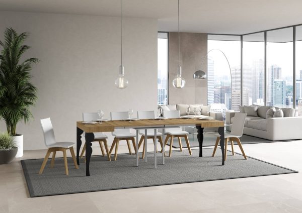Tavolo Paxon Allungabile piano Quercia Natura 90x90 Allungato 246 telaio Antracite - immagine 3
