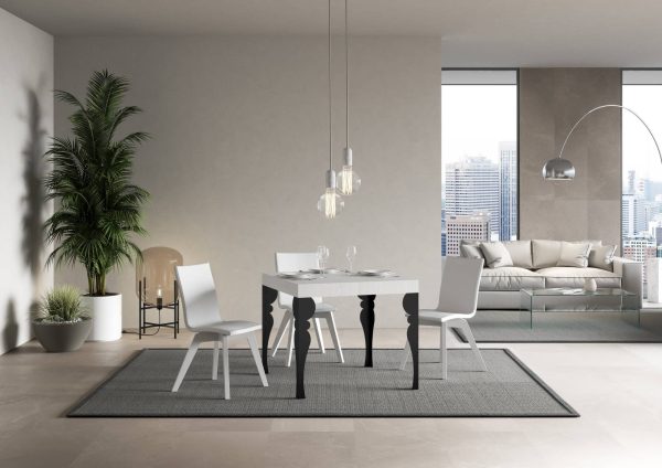 Tavolo Paxon Allungabile piano Bianco Frassino 90x90 Allungato 246 telaio Antracite - immagine 2