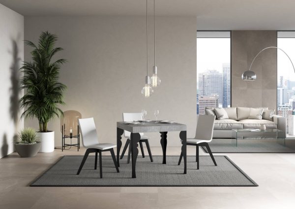 Tavolo Paxon Allungabile piano Cemento 90x90 Allungato 246 telaio Antracite - immagine 2