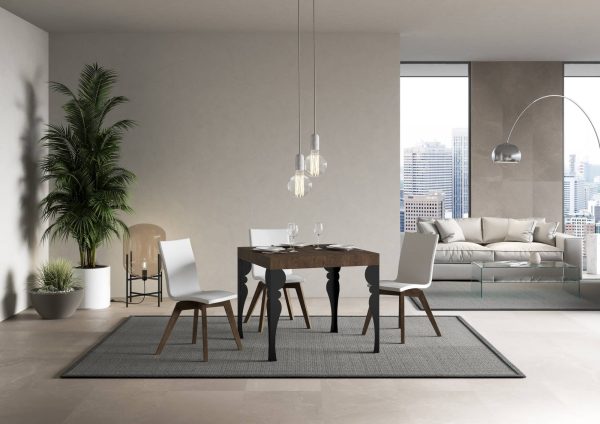Tavolo Paxon Allungabile piano Noce 90x90 telaio Allungato 246 Antracite - immagine 2