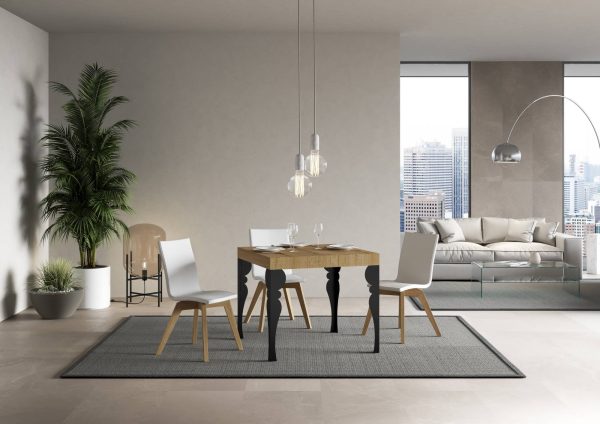 Tavolo Paxon Allungabile piano Quercia Natura 90x90 Allungato 246 telaio Antracite - immagine 2