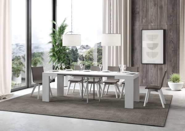 Tavolo Roxell Allungabile Bianco Frassino 90x90 Allungato 246 - immagine 3