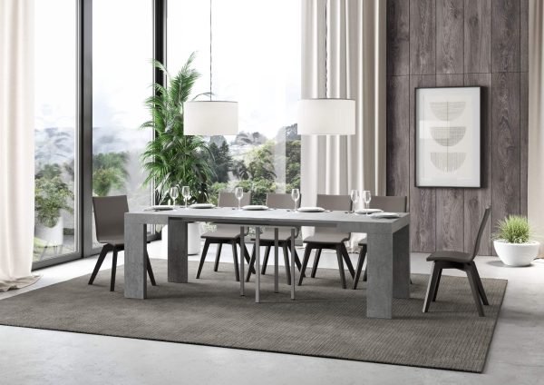 Tavolo Roxell Allungabile Cemento 90x90 Allungato 246 - immagine 3
