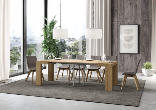 Tavolo Roxell Allungabile Quercia Natura 90x90 Allungato 246 - immagine 3