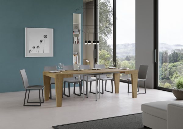 Tavolo Spimbo Allungabile Quercia Natura 90x90 Allungato 246 - immagine 3