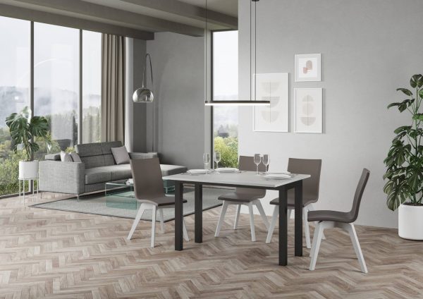 Tavolo Everyday Double Bianco Frassino 120x45 aperto/Allungato 120x90/200x90 gambe/telaio Antracite - immagine 3