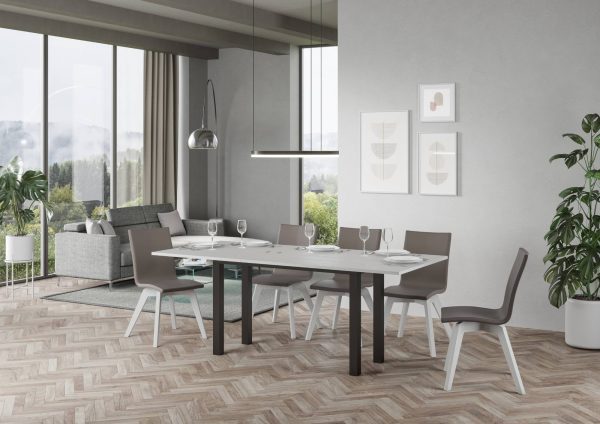 Tavolo Everyday Double Bianco Frassino 120x45 aperto/Allungato 120x90/200x90 gambe/telaio Antracite - immagine 4