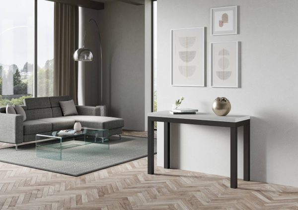 Tavolo Everyday Double Bianco Frassino 120x45 aperto/Allungato 120x90/200x90 gambe/telaio Antracite - immagine 2