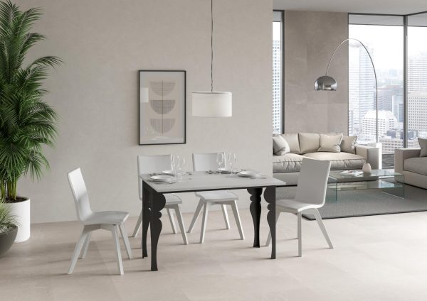 Tavolo Paxon Double Bianco Frassino 120x45 aperto/Allungato 120x90/200x90 gambe/telaio Antracite - immagine 3