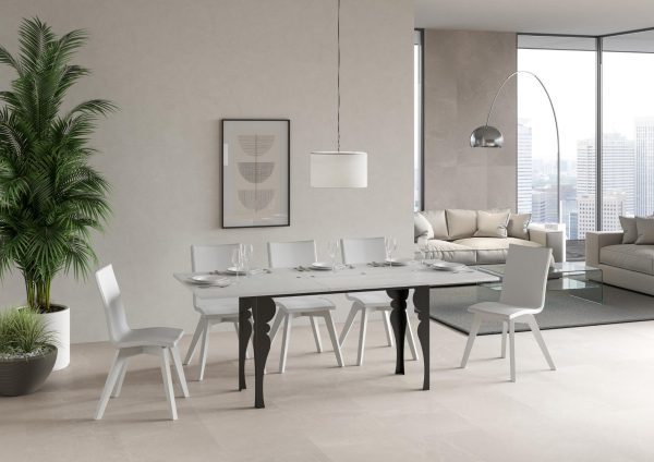 Tavolo Paxon Double Bianco Frassino 120x45 aperto/Allungato 120x90/200x90 gambe/telaio Antracite - immagine 4