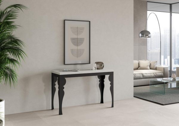 Tavolo Paxon Double Bianco Frassino 120x45 aperto/Allungato 120x90/200x90 gambe/telaio Antracite - immagine 2