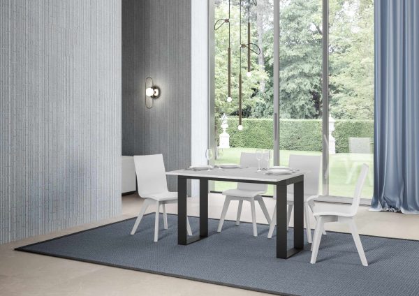 Tavolo Tecno Double Bianco Frassino 120x45 aperto/Allungato120x90/200x90 gambe/telaio Antracite - immagine 3