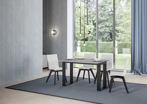 Tavolo Tecno Double Cemento 120x45 aperto 120x90 gambe/telaio Antracite - immagine 3