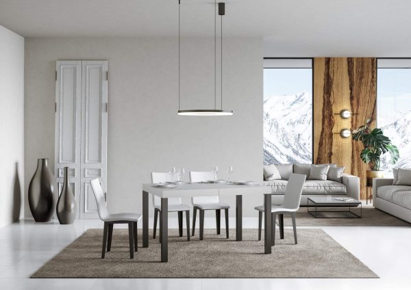 Tavolo everyday Allungabile piano Bianco Frassino 90x130 Allungato 234 telaio Antracite - immagine 2
