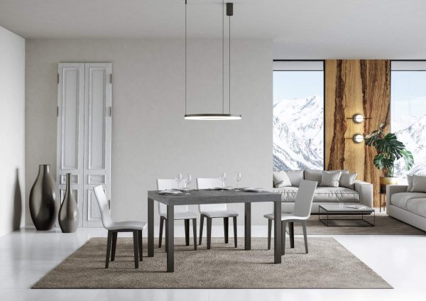 Tavolo everyday Allungabile piano Cemento 90x130 Allungato 234 telaio Antracite - immagine 2