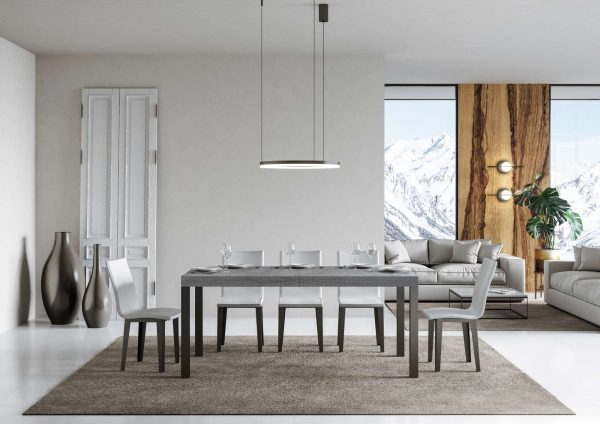 Tavolo everyday Allungabile piano Cemento 90x180 Allungato 440 telaio Antracite - immagine 2