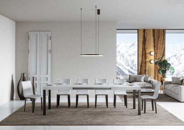 Tavolo everyday Allungabile piano Bianco Frassino 90x130 Allungato 234 telaio Antracite - immagine 3
