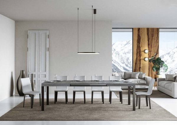 Tavolo everyday Allungabile piano Cemento 90x180 Allungato 440 telaio Antracite - immagine 3