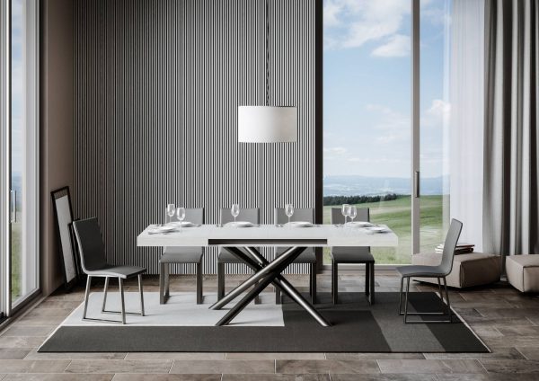 Tavolo allungabile 90x140/244 cm Famas Bianco Frassino telaio Antracite - immagine 3