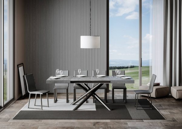Tavolo allungabile 90x140/244 cm Famas Cemento telaio Antracite - immagine 3