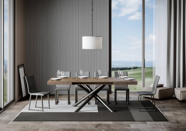 Tavolo Famas Allungabile piano Noce 90x130 Allungato 390 telaio Antracite - immagine 3