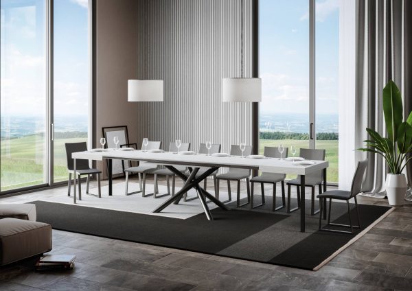 Tavolo Famas Allungabile piano Bianco Frassino 90x130 Allungato 390 telaio Antracite - immagine 4